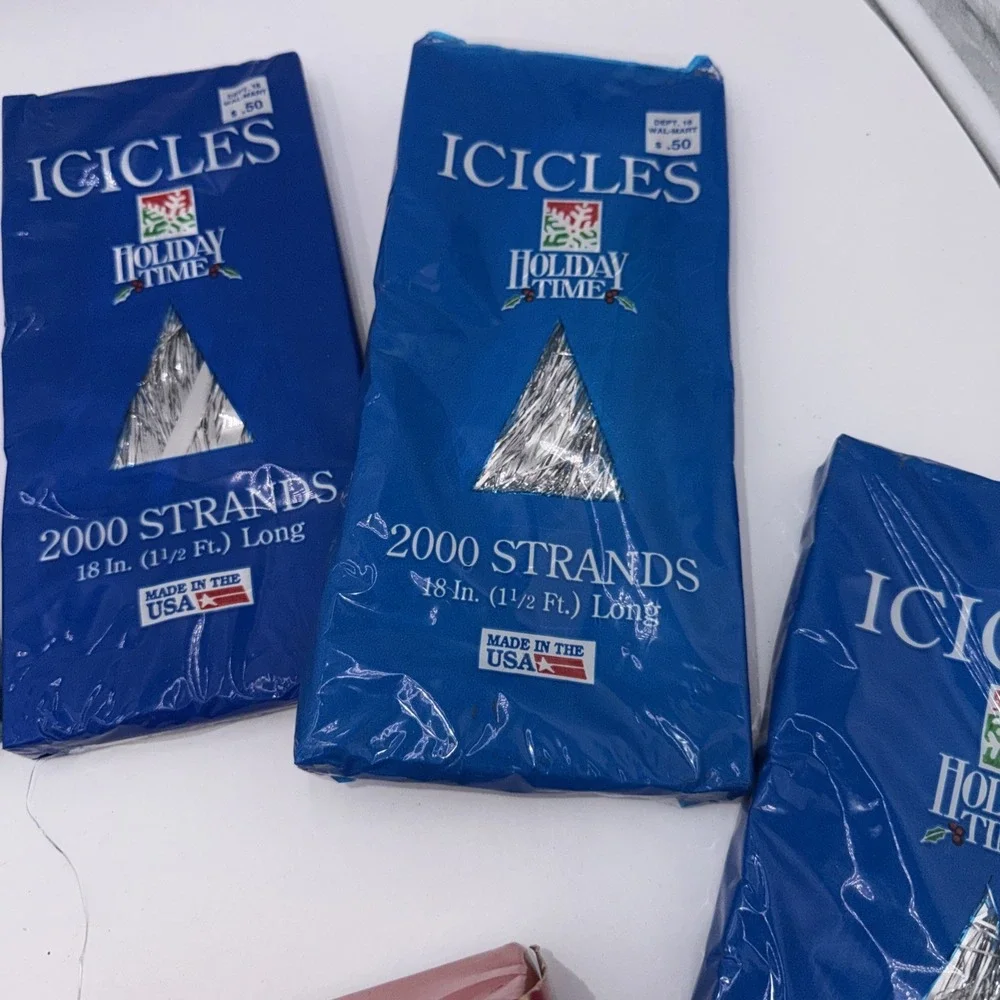 5 Packs Vintage Icicles 2000 Strand Christmas HOLIDAY TIME‎ USA, 1 Pack Ribbon
